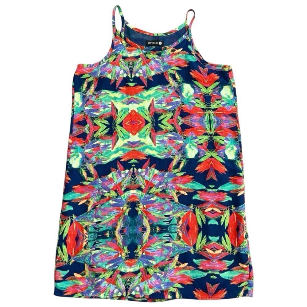Cotton On Kaleidoscope Print Mini Dress Small Blue Red Abstract Geometric